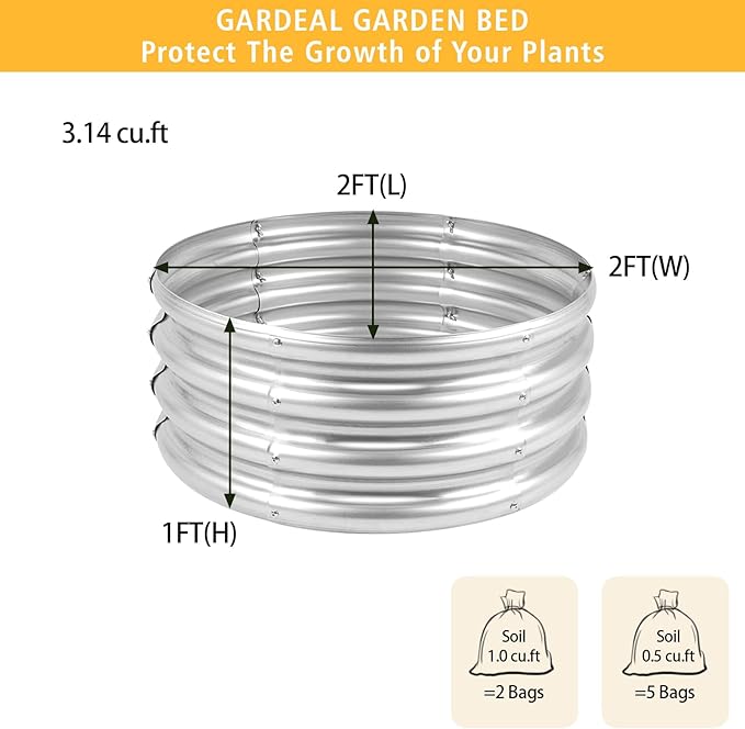 Outdoor Metal Galvanized Raised Planter Box,Rectangular Large Garden Bed Kit for Vegetables, Fruits, Flowers and Herbs 4X2X1 FT (2X2X1)