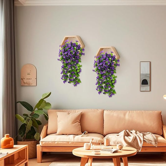 ZFProcess 2PCS Artificial Hanging Flowers, Fake Hanging Plants Violet Vines UV - Image 2