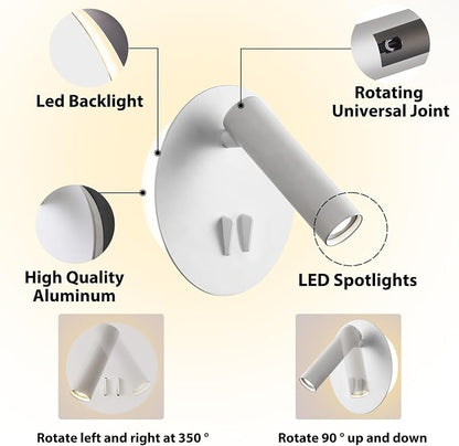 ZEROUNO Bedroom Wall Lamp with Switch Reading Light Hardwired Sconces Which - Image 2