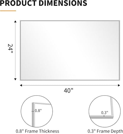KOCUUY Silver Framed Mirror, HD Tempered Glass, Anti-Rust Frame, Modern Design - Image 8