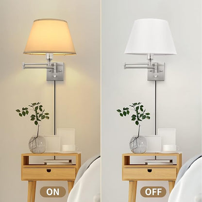 TRLIFE Dimmable Wall Sconce Plug in, Brushed Nickel Wall Sconces Set of Two - Image 5