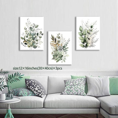 Bwodke Botanical Wall Art Plant Floral Watercolor Canvas Prints Set of 3 Framed - Image 9