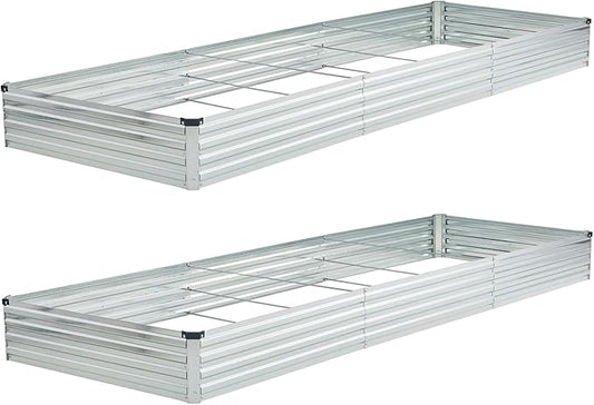 12x4x1ft(2 Pack) Galvanized Raised Garden Bed,Outdoor Planter Box Metal Patio Kit Planting Bed for Vegetables Flowers and Succulents,Silver