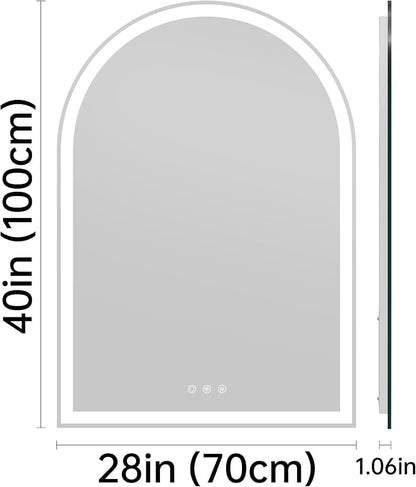 Arched Bathroom Mirror with Lights 28"x40"- Frameless LED Mirror - Image 9