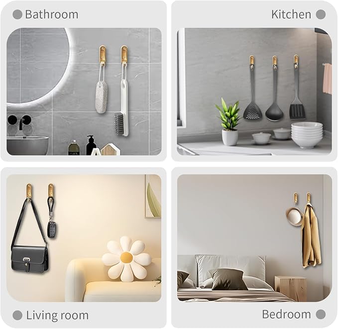 6PCS Foldable Wall Hooks, Zinc Alloy Flip Down Hooks, Retractable Wall Hooks - Image 6