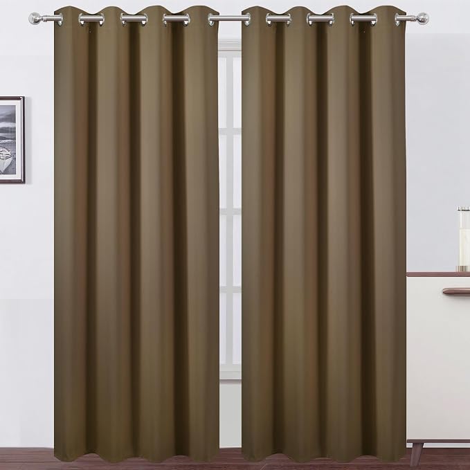 LEMOMO Blackout Curtains 66 x 84 inch/Brown Curtains Set of 2 Panels/Thermal by Lemomo