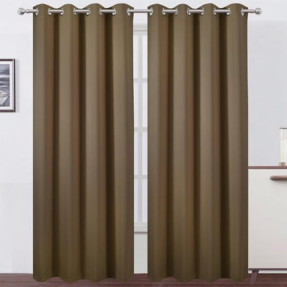 LEMOMO Blackout Curtains 66 x 84 inch/Brown Curtains Set of 2 Panels/Thermal by Lemomo