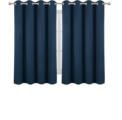 LEMOMO Blackout Curtains 66 x 54 Inch Long Navy Blue Curtains Set of 2 Panels - Image 2