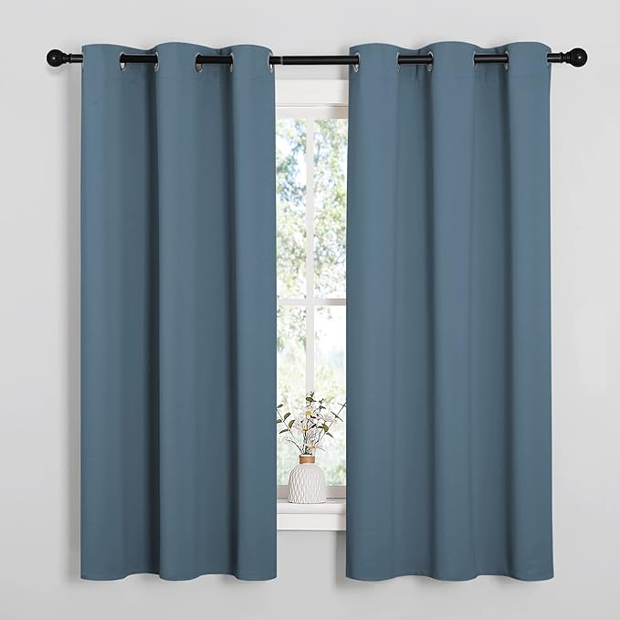 NICETOWN Smoky Blue Blackout Curtains 45 inches Length by NICETOWN