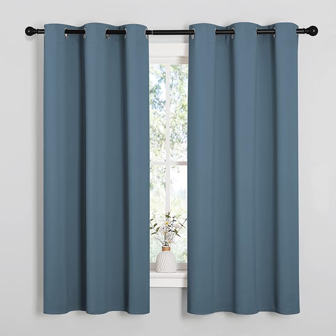 NICETOWN Smoky Blue Blackout Curtains 45 inches Length by NICETOWN