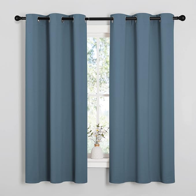 NICETOWN Smoky Blue Blackout Curtains 40 inches Length by NICETOWN
