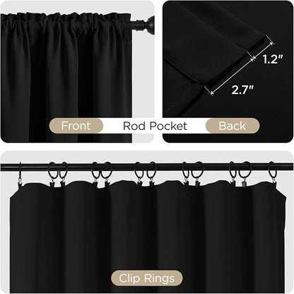 CUCRAF Black Blackout Curtains 63 inch Length 2 Panels Set, Rod Pocket Room - Image 3