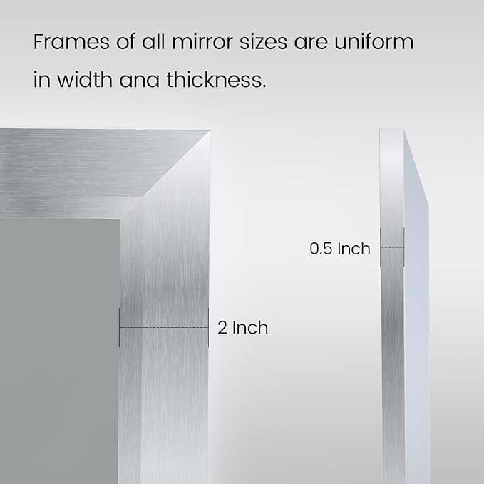 Amorho 28x36 Inch Bathroom Mirror Silver, Thick Metal Framed Wall Mirrors - Image 4