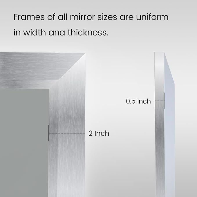 Amorho 72 X36 Inch Bathroom Mirror Silver, Thick Metal Framed Wall Mirrors - Image 4