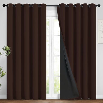 Yakamok 100% Blackout Curtains for Bedroom, 2 Thick Layers Thermal Insulated by Yakamok