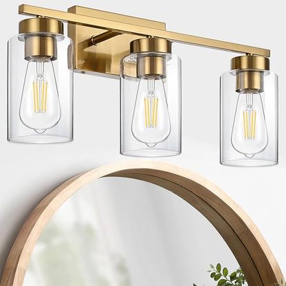 3-Light Bathroom Vanity Light, Modern Brushed Gold Wall Lights - Image 4