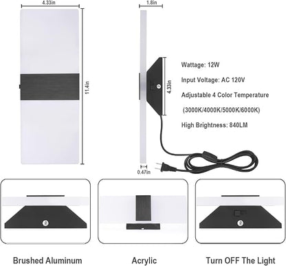 TRLIFE Modern LED Wall Sconce, Adjustable 4 Color Temperature 12W Morden Wall - Image 3