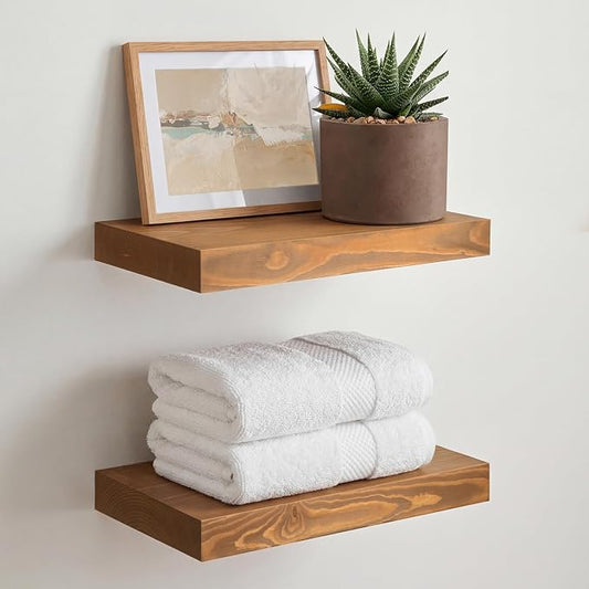 Homeforia 12 inch Golden Oak Floating Shelf, High End Solid Real Wood 12inch by Homeforia
