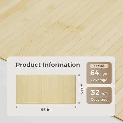 OUZUGIE 2 Pack 96x48 Inch Natural Bamboo Wall Panel – Raw Pole Wrap Paneling - Image 2