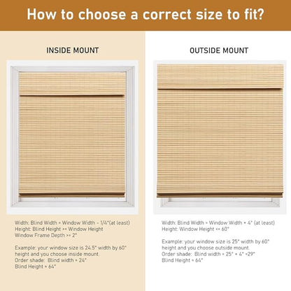 SEEYE Cordless Bamboo Roman Shades, Roll Up Blind Privacy Shade - Image 6