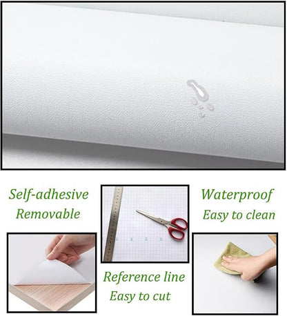 Safiyya 590.5"x17.7" White Peel and Stick Wallpaper White Contact Paper - Image 7