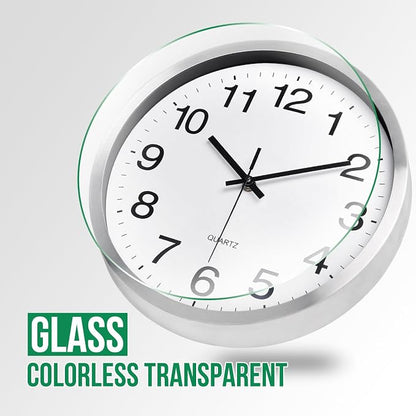Wall Clock 12 Inch Silver Brushed Finish Silent Non Ticking Indoor Clock Round - Image 5