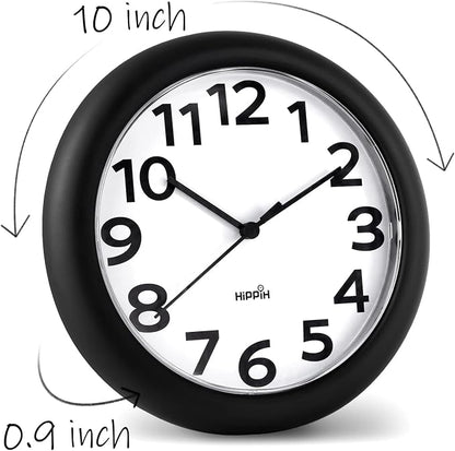 HIPPIH 2 Pack Silent Wall Clock, 10 Inch Non Ticking Quiet Digital Sweep - Image 2