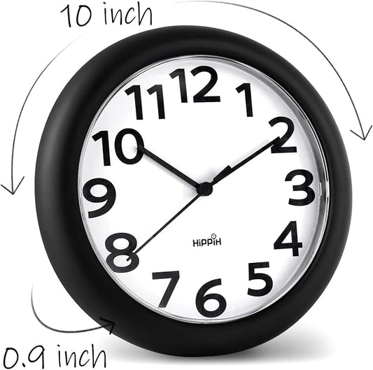 HIPPIH 2 Pack Silent Wall Clock, 10 Inch Non Ticking Quiet Digital Sweep - Image 2