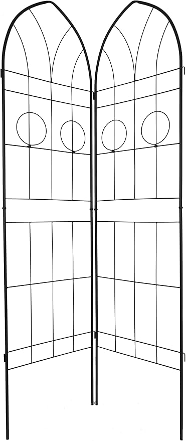 2 Pack Metal Garden Trellis 78.7" H Garden Fence Rustproof Trellis for Climbing Plants Support Roses Flower Outdoor Lawn Black