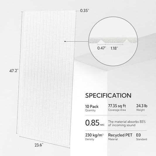Olanglab Acoustic Wall Panels 10 Pack, 48 x 24 per Acoustic Panels Sound - Image 2