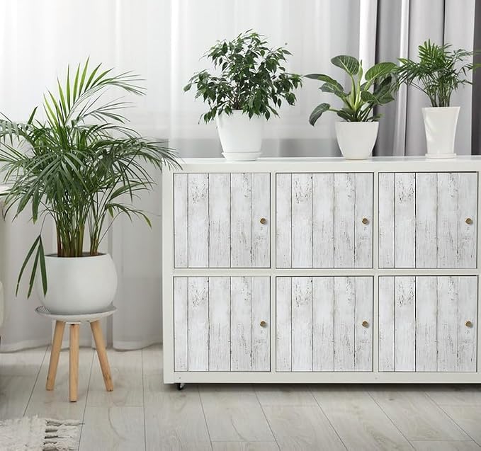 White Grey Wood Paper 17.71 in X 205 in Self-Adhesive Removable Peel and Stick - Image 5
