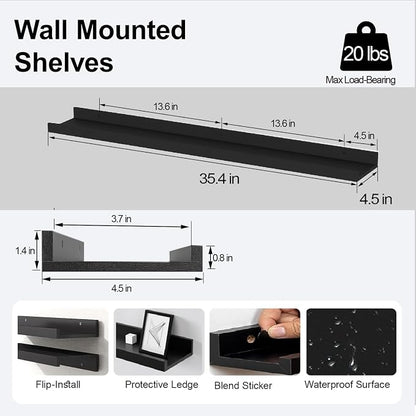 Long Floating Shelves for Wall Decor, Long Wall Mounted Storage Shelf for - Image 3