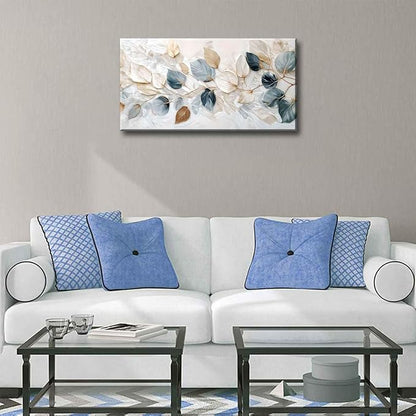 Large Living Eucalyptus Leaf Canvas Wall Art Teal White Botanical Abstract - Image 7