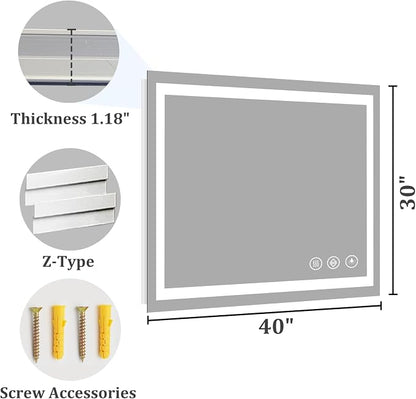 Koonmi 36"x30" LED Mirror for Bathroom, 90CRI Anti-Fog Vanity Mirror - Image 7