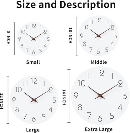 Mosewa Wall Clock Battery Operated 8 Inch White Silent Non Ticking Simple - Image 2
