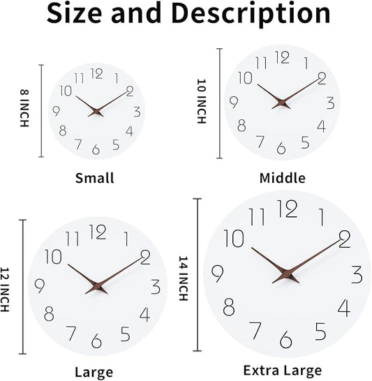 Mosewa Wall Clock Battery Operated 8 Inch White Silent Non Ticking Simple - Image 2