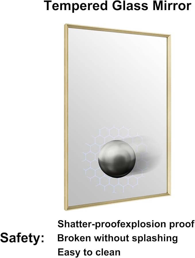 BOMINICA Brushed Gold Bathroom Mirror - Image 6