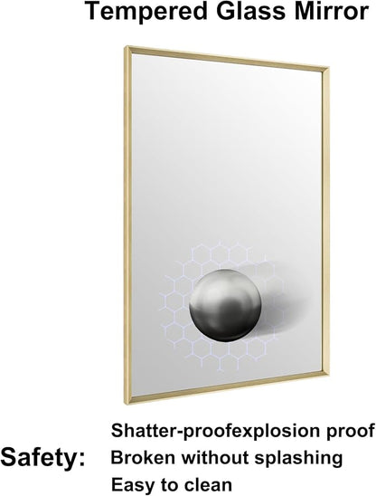 BOMINICA Brushed Gold Bathroom Mirror - Image 6