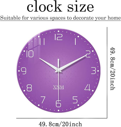 XNM Large Wall Clock for Girls Room 20 Inch Purple Clock Battery Operated Glass - Image 3