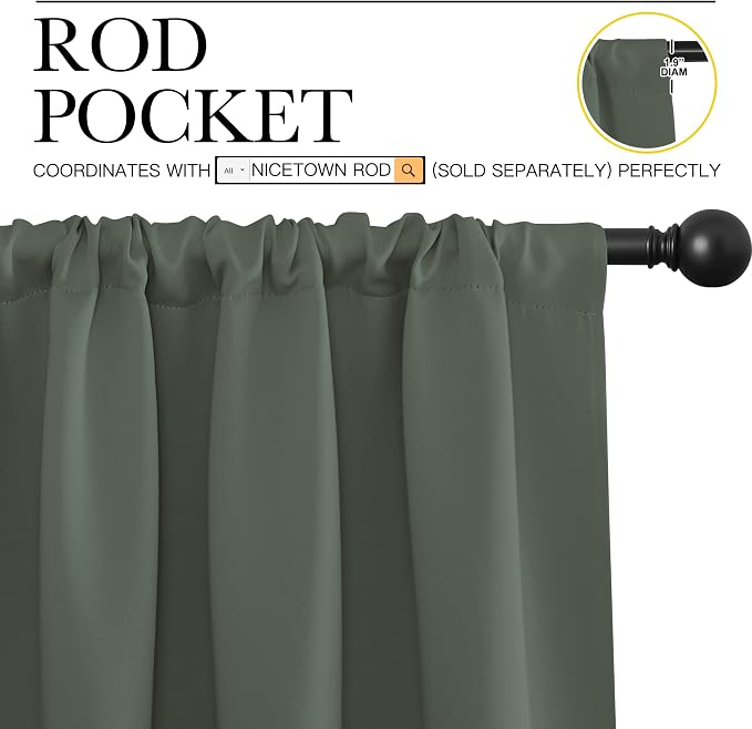 NICETOWN 2 Panels Blackout Curtains, Rod Pocket Thermal Insulated Drapes 84 - Image 2