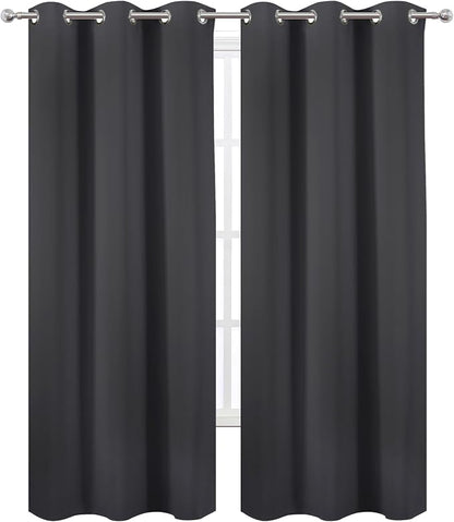 LEMOMO Dark Grey Thermal Blackout Curtains/42 x 95 Inch/Set of 2 Panels Room - Image 2
