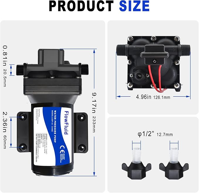 12V DC Water Pressure Booster Pump for RV,70PSI 5GPM Washdown Fresh Self Priming Diaphragm Pump for Boats with Filter,4-Chamner Transfer On Demand Pump for Marine Yacht Caravan Garden Hose