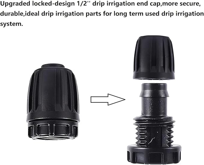 1/2 inch Drip Irrigation Fittings End Caps For (0.52" ID x 0.65" OD) 16mm Drip Irrigation Tubing Connectors End Plugs-10 Pack