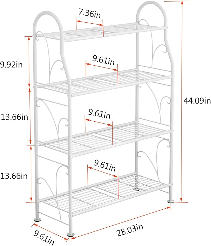 SORCEDAS Plant Stand Indoor Outdoor Plant Shelf 4 Tier Metal Corner Flower Stand Multiple Holder for Patio Garden Balcony Living Room, White
