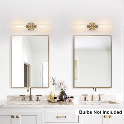 Indoi Brass Wall Sconces, Hardwired Bathroom Sconces Wall Lighting - Image 7
