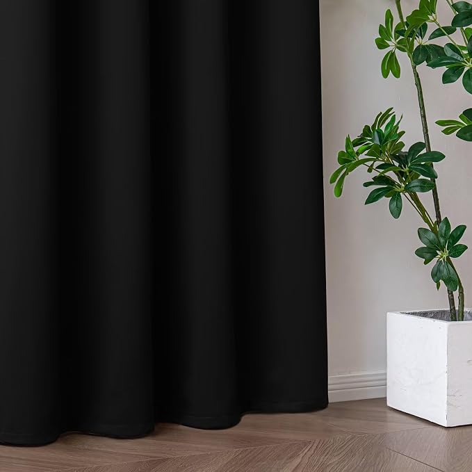 IGEMAEVE Black Blackout Curtains 72 Inch Length 2 Panels Set, Grommet Energy - Image 9