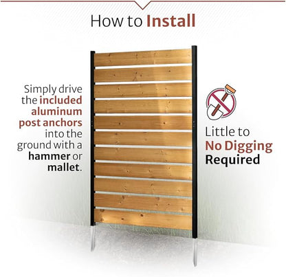 5ft H x 3.2ft W No Dig Enclo Concord Cedar Wood Privacy Screen, Great to Hide - Image 4
