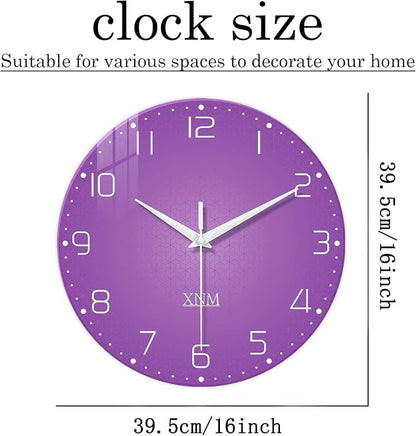XNM Large Wall Clock for Girls Room 16 Inch Purple Clock Battery Operated Glass - Image 3