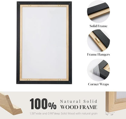 Large Framed Black and White Abstract Canvas Wall Art - Image 6