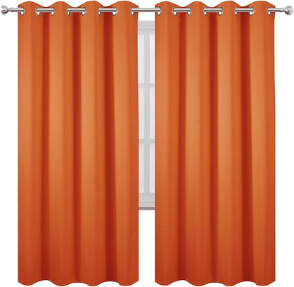 LEMOMO Blackout Curtains 66 x 72 Inch Long Orange Curtains Set of 2 Panels Room - Image 2